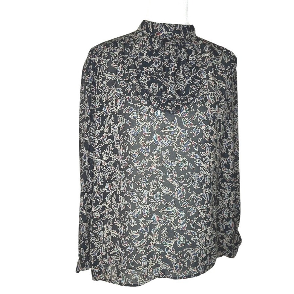 Also Gordon Vintage Ascot Collar Ruffle Bib Blouse Blackā Multi 38 Whimsigoth